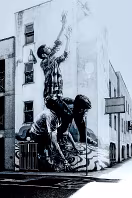 THE FISHERMEN MURAL BY FINTAN McGEE [ ON ROCHES STREET LIMERICK JULY 2017]-244456-1