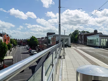 TRAM STOP AT RANELAGH The Ranelagh LUAS tram stop in Dublin is uniquely situated on a bridge that spans Ranelagh Road. This elevated position...